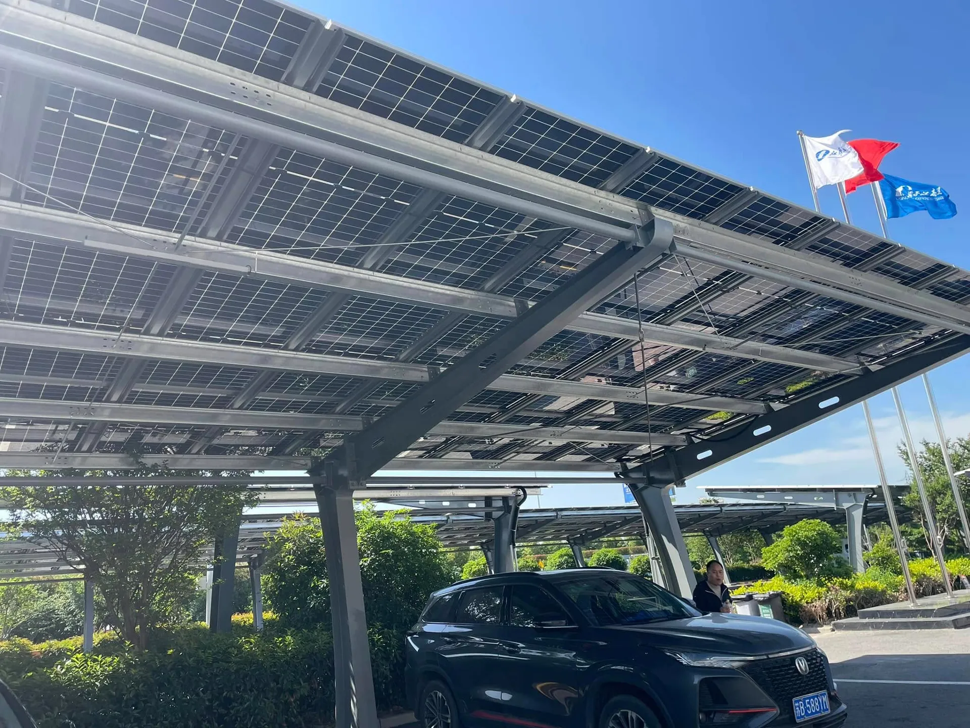Solar Photovoltaic Carport Side View
