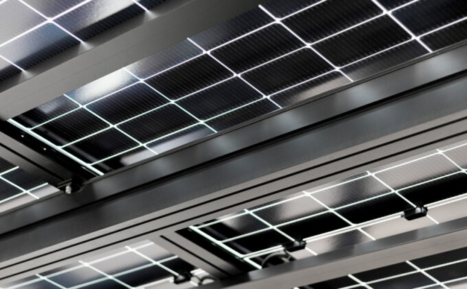 Einzel Solar-Carport - Seitenansicht
