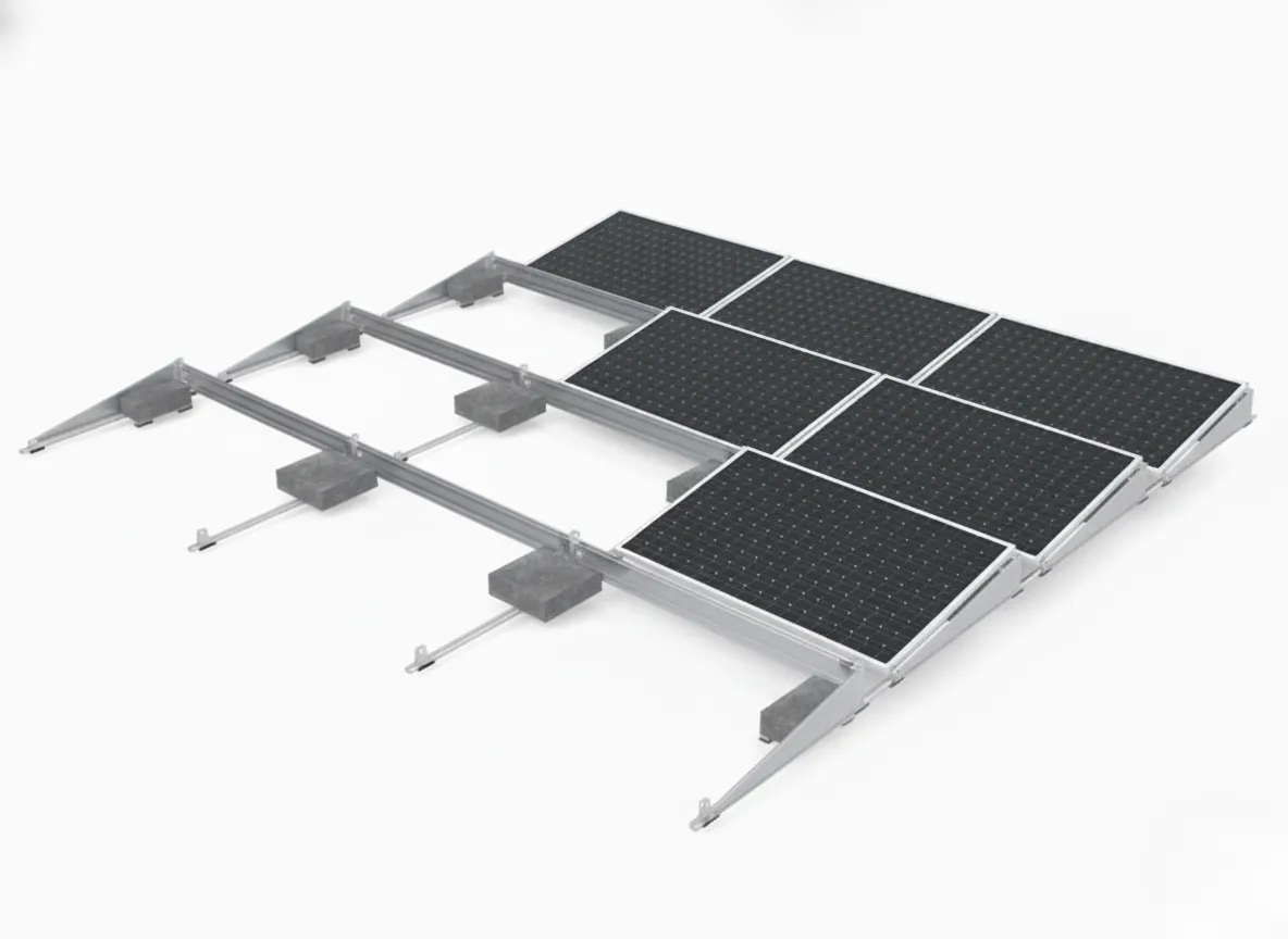 Flat Roof Solar Ballast With Wind Shield