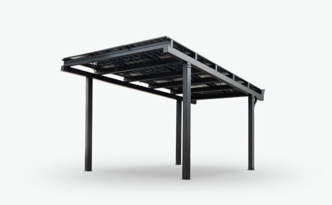 Einzelne Solar-Autoveranda – Vorderansicht