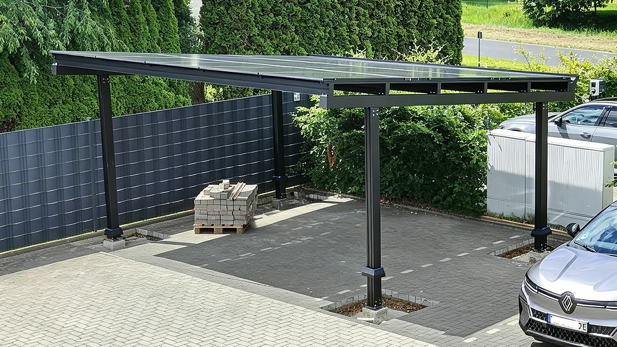 Solar carport column base and foundation diagram