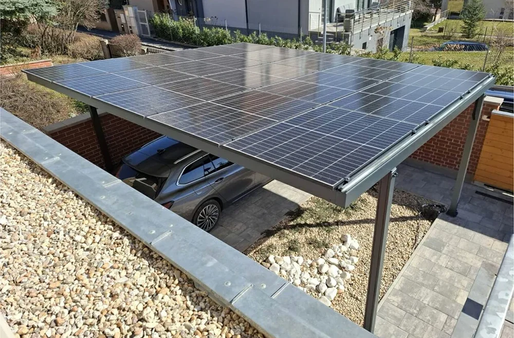 Solar carport and photovoltaic system supporting on-site solar self-consumption